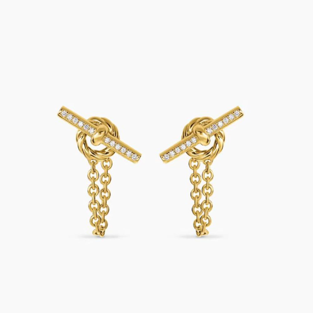 David Yurman Gold Diamond Petit Chain Earrings